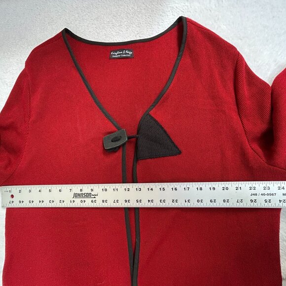 Krisztina Nagy Designer Collection Womens Red Knit Cardigan Front Detail Size 2X - Picture 7 of 9